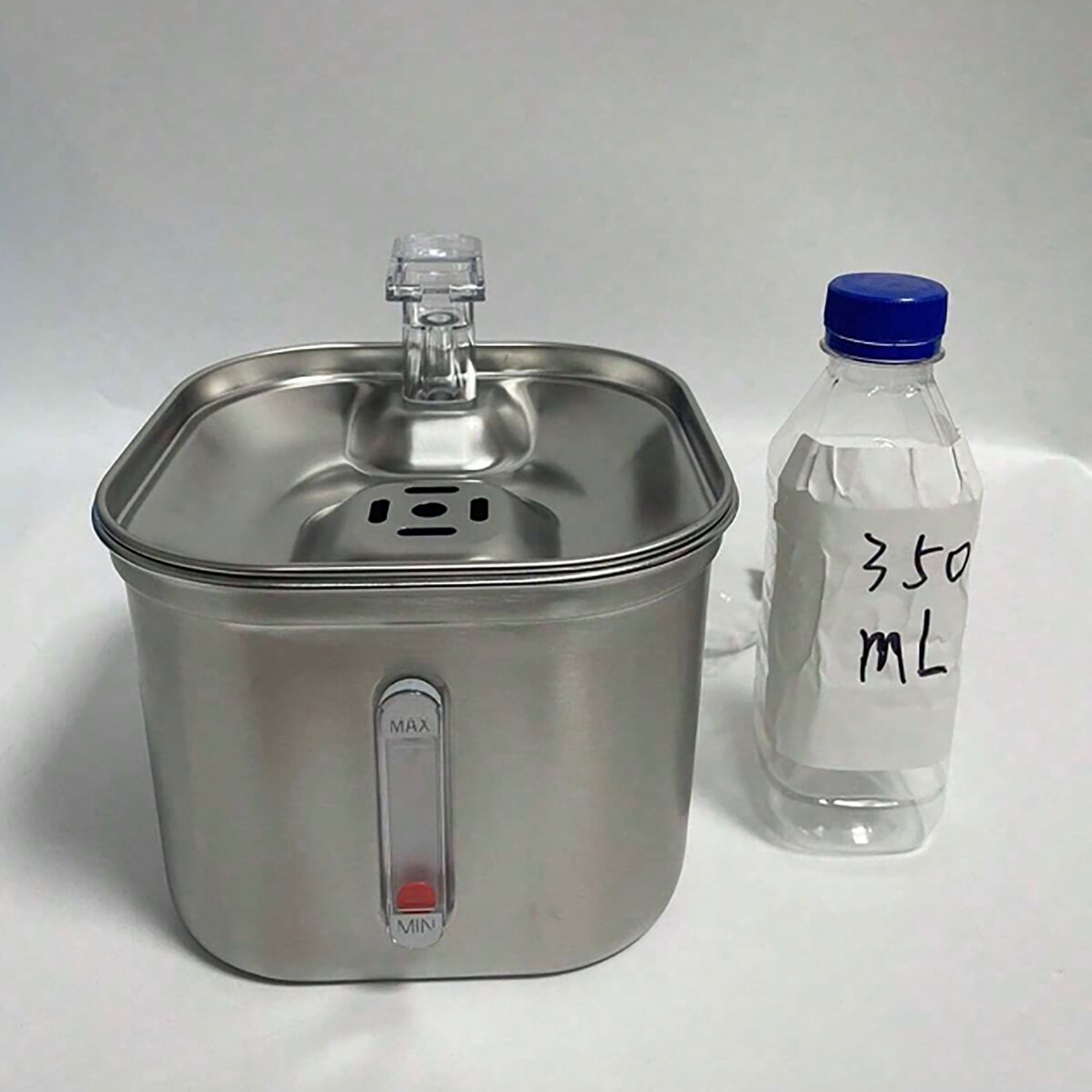 Petavista 2.2L/74oz Stainless Steel Cat Water Fountain with Water Level Window Suitable for Dogs Cats