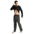 thumbnail image 4 of Amaxer Mens Cotton 2-Piece Flannel Pajama Sets - Crew Neck Knit Top Flannel Plaid Pants | Soft, Breathable Sleepwear for Men, 4 of 7