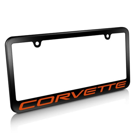 Chevrolet Corvette C5 in Orange Matte Black Metal License Plate