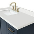 thumbnail image 5 of ARIEL 43" Midnight Blue Bathroom Vanity, 1.5" Edge Pure White Quartz Countertop & Splashes, Rectangular Sink, 2 Soft Closing Doors, 5 Full Extension Dovetail Drawers, Toe Kick, Satin Brass, 5 of 9