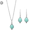 thumbnail image 4 of LYMAYTER Collier Rétro Boucles d'Oreilles 2 Pcs/ensemble Collier & Boucles d'Oreilles Style Ethnique - Faux Turquoise, Incrusté de Strass, Pendentif Collier & Crochet Boucles d'Oreilles, 4 of 7