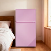 Kcpolre Pink Mini Fridge with Freezer 3.2 Cu.ft Refrigerators, Adjustable Glass Shelves, Quiet Dual Door Dorm Fridge for Bedroom, College, Office