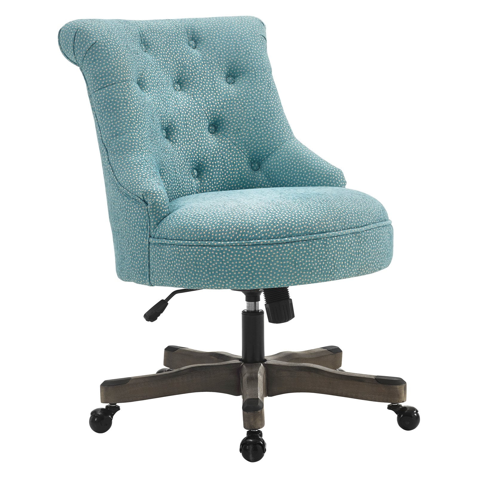 Executive Office Chair Blue Upholstered Armless Wood Base ...