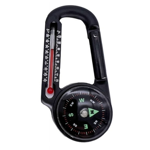3-in-1 Aluminum Alloy Carabiner with Reliable Compasses & Thermometer Snap Hook Keychain Outdoor Climbing Survival Tools