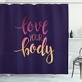 thumbnail image 1 of Ambesonne Fitness Shower Curtain, Love Your Body Positive, 69"Wx75"L, Dark Purple Pink Peach, 1 of 3