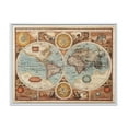 thumbnail image 1 of Designart Ancienne carte du monde VIII ART MURAL À CADRE FLOTTÉ, 1 of 4