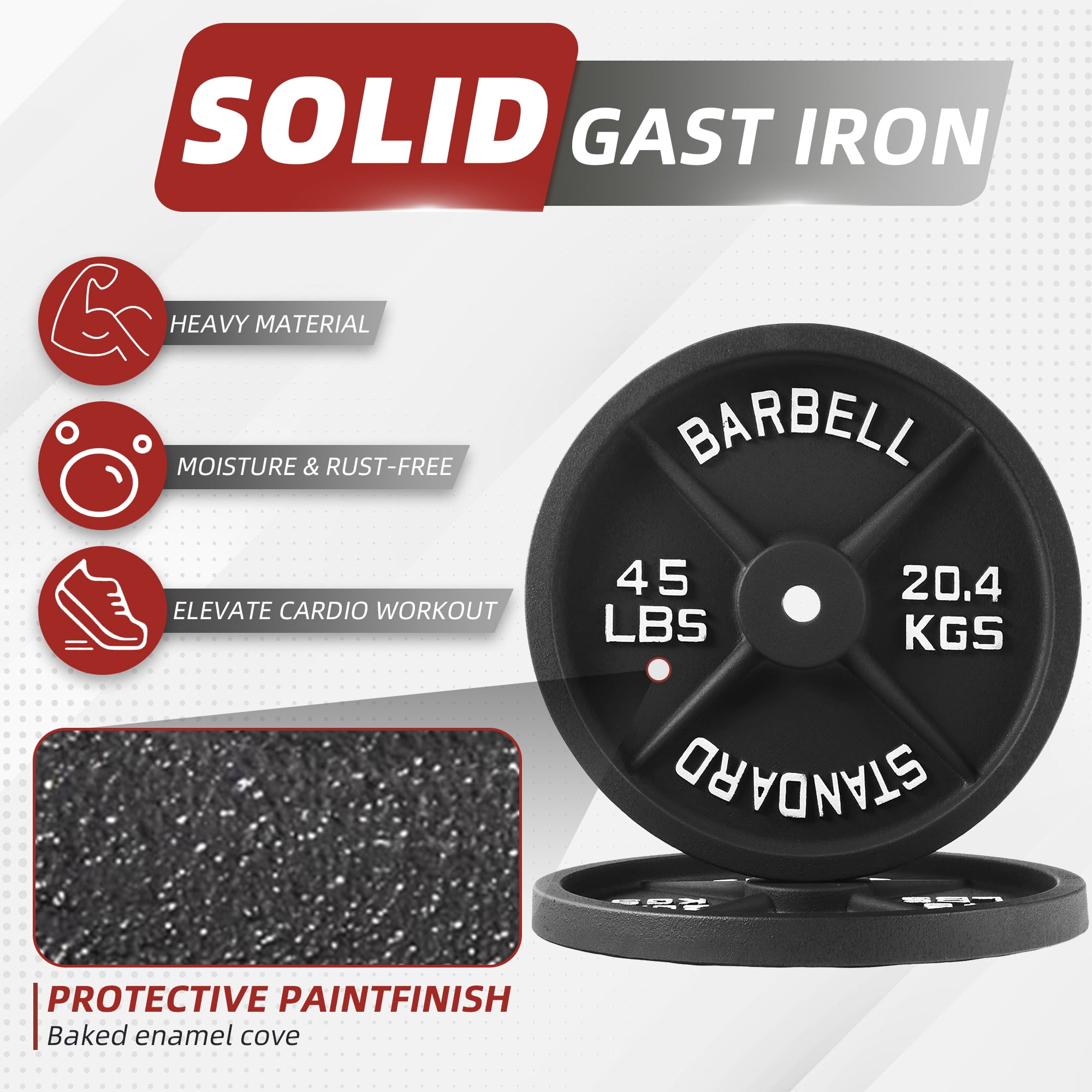 BalanceFrom 100 lbs fitness set, 5-foot standard barbell (10 lbs) with star lock, cast iron weight stack (50 lbs), suitable for a variety of training, suitable for home and professional gym