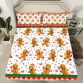 thumbnail image 2 of Homewish Xmas Gingerbread Man 4-Piece Full Size Sheets for Kids Children Teens,Geometric Plaid Stripes Bed Sheets,Merry Christmas Lightweight Sheet Sets,Lightweight Room Decor, 2 of 7
