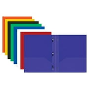 BAZIC Solid Color 2-Pockets Poly Portfolio w/ 3 Prongs (Colors may vary) - 1 Portfolio