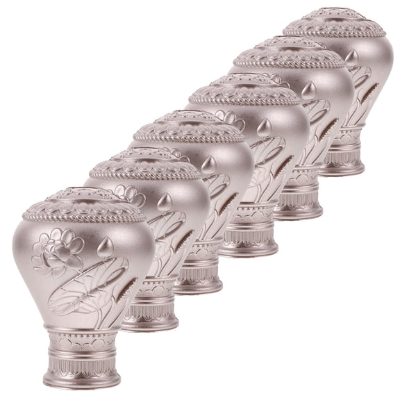 NICERIO 6Pcs Secure Fit Rose Plated Gold Decorative Curtain Rod Ends for Home Drapery