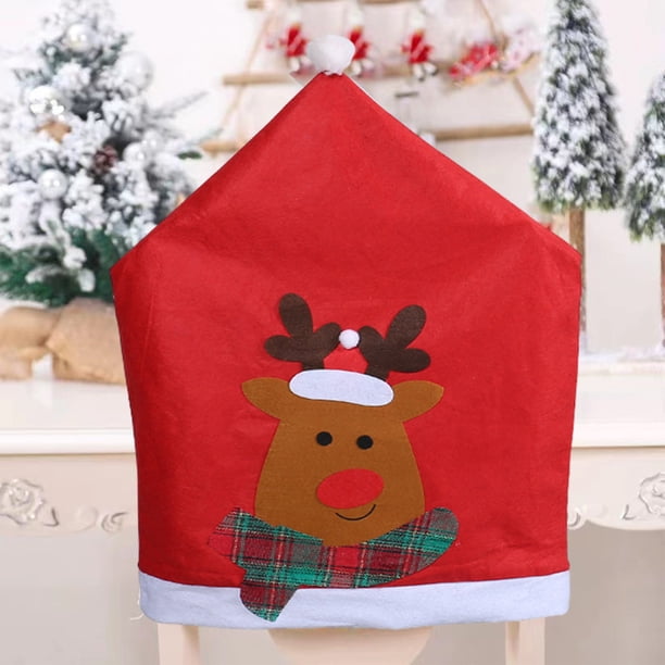 Fundas Navideñas para Sillas, Fundas para Respaldos de Sillas Navideñas, Fundas para Sillas de Comedor, Protectores de Sillas Extraíbles y Lavables, Decoración para Fiestas Navideñas