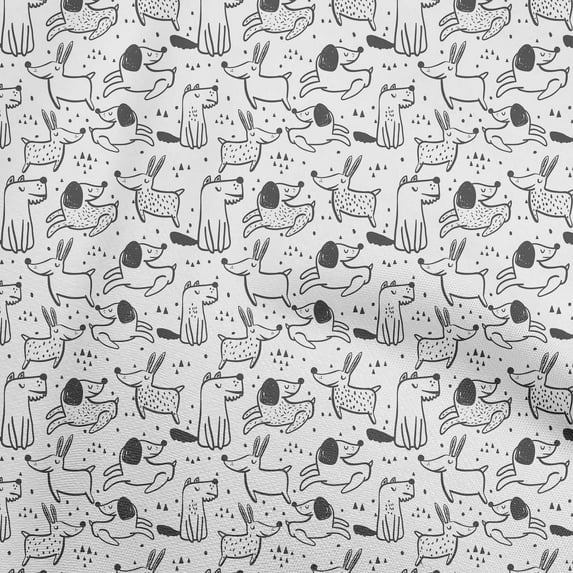 oneOone Cotton Poplin White Fabric Dog Sewing Craft Projects Fabric Prints By Yard 56 Inch Wide