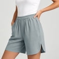 thumbnail image 5 of Wensltd Women Shorts Solid Wide Elastic Waistband Front Side Pockets Daily Casual Shorts Lightweight, 5 of 7