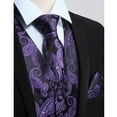 thumbnail image 4 of HISDERN Mens Suit Vests Purple Paisley Silk Jacquard Waistcot Ties Set Formal Suit Tuxedo 3PCS L, 4 of 7