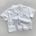 thumbnail image 2 of Rggeeun Kids Boy's Tshirts Turndown Collar Solid Color With Simple Printed Shirt Casual Thin Breathable Top Comfortable Daily Wear ,White,5-6 Years, 2 of 7