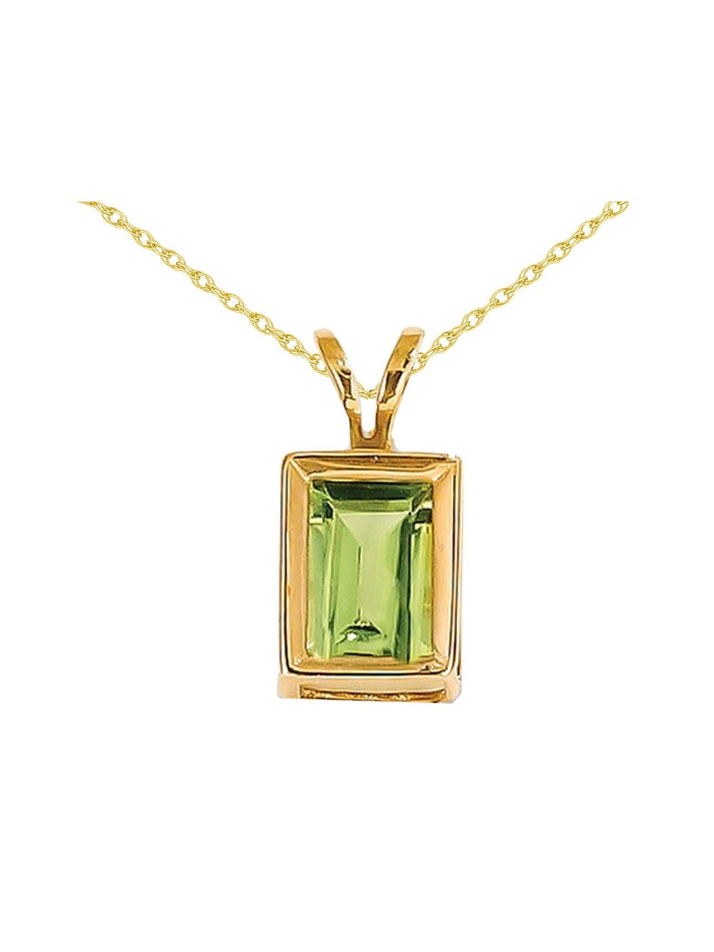 Gem And Harmony - 1.00 Carat (ctw) Emerald Cut Natural Green Peridot