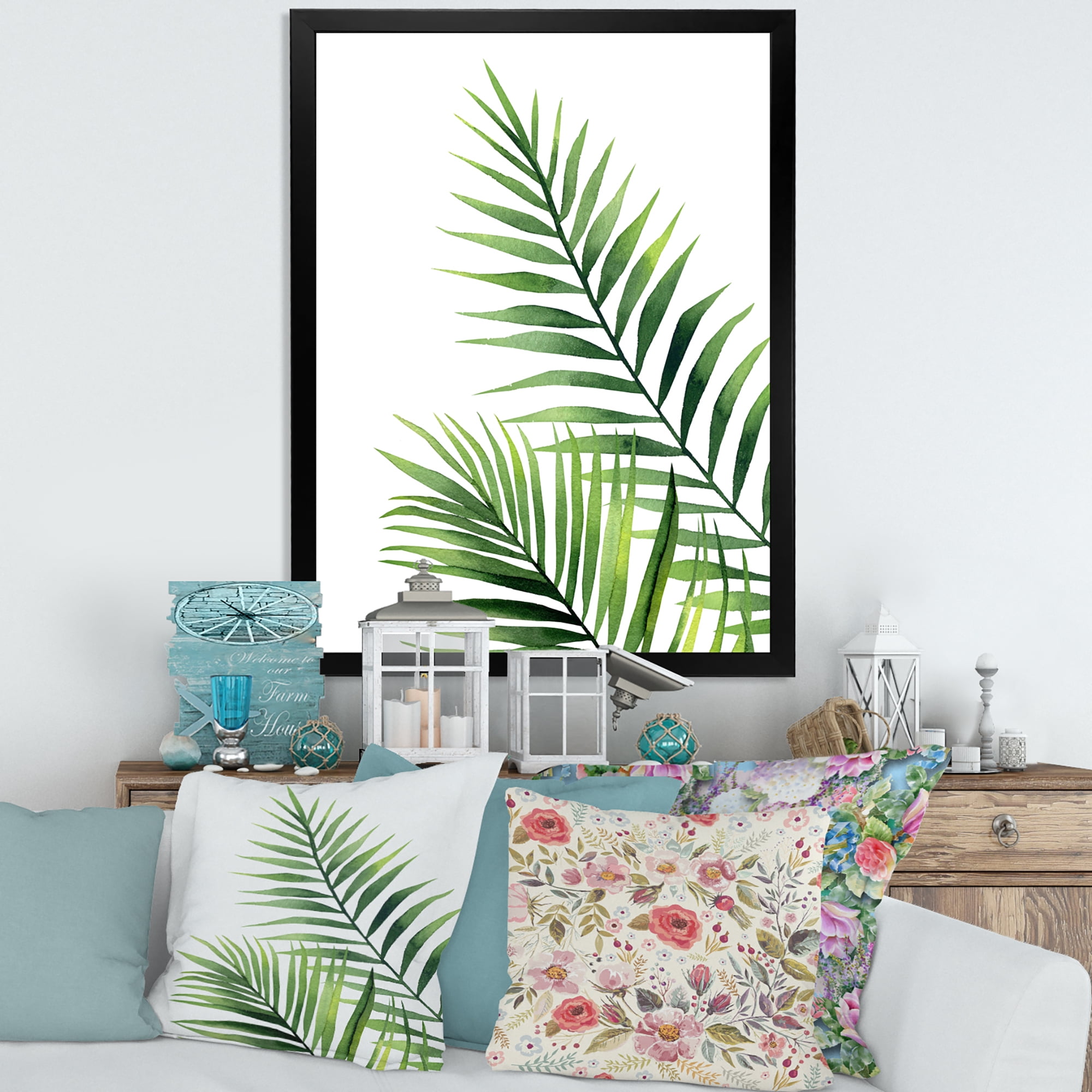 Designart 'Fern Plant Leaves Detail III' Farmhouse Framed Art Print