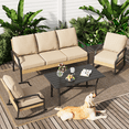 thumbnail image 3 of AECOJOY Metal Outdoor Patio Furniture Sets On Sale,Wicker Rattan Patio Conversation Sets For Porch,Garden and Backyard,Beige, 3 of 11