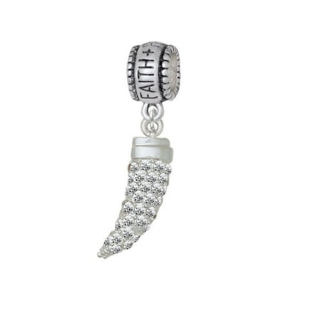 Large Crystal Sabre Tooth - Faith Hope Love Charm Bead