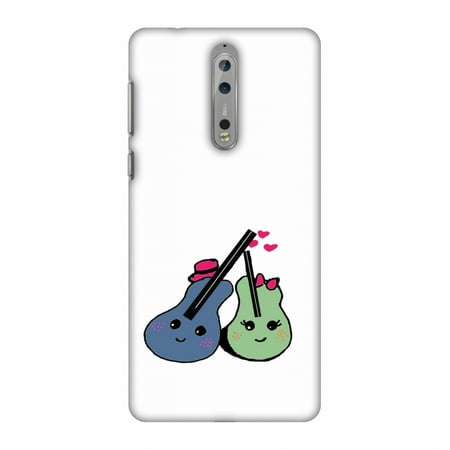 Nokia 8 Case - Music doodles, Hard Plastic Back Cover, Slim Profile Cute Printed Designer Snap on Case with Screen Cleaning