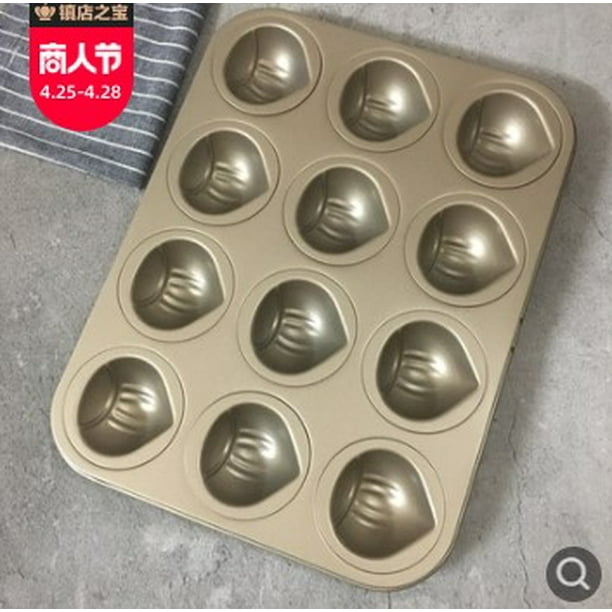 Molde Antiadherente Para Hornear Rosquillas De 12 Cavidades Con Forma De Castaña, Molde Para Rosquillas De Acero Al Carbono, Bandeja Para Hornear, Soporte Para Bandeja Para Hornear Yuarrent HA015885-00