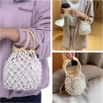 thumbnail image 3 of MMYGU Women Mini Clutch Tote Handbag Top-handle Bucket Drawstring Handbag Beach Woven Handmade Fishing Net Bag Pouch Purse, 3 of 6