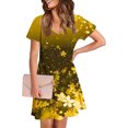 thumbnail image 4 of GaThRRgYP Women's Casual Dresses,Women's Fashion Summer Print Short-sleeved V-neck Casual Dress Gold XXL, 4 of 8