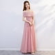 thumbnail image 1 of Vestido de dama de honor Vestido largo de gasa rosa para dama de honor Vestido para la cena de anfitriona Vestido de dama de honor, 1 of 6