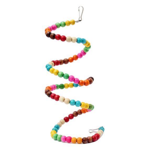 pitrice Multicolor Wood Beads Swing Cage Bird Spiral Ladder Pet Bites Climbing Chewing Hanging Toy Random Color