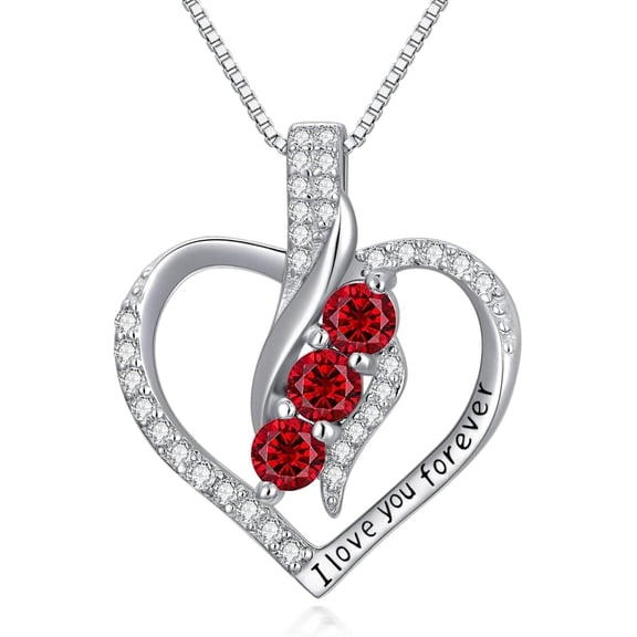 JKR Rose Heart Birthstone Necklace for Women - Solid S925 Sterling Silver with Rose Gold Plated Infinity Symbol of Love, Mother's Day, Anniversary, Christmas Birthday Gift for Her, Mom, Wife,