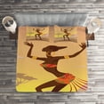 thumbnail image 3 of Ambesonne Afro Quilted Coverlet 3 Pcs, Amazon Lady, King Size, Brown Cocoa, 3 of 3