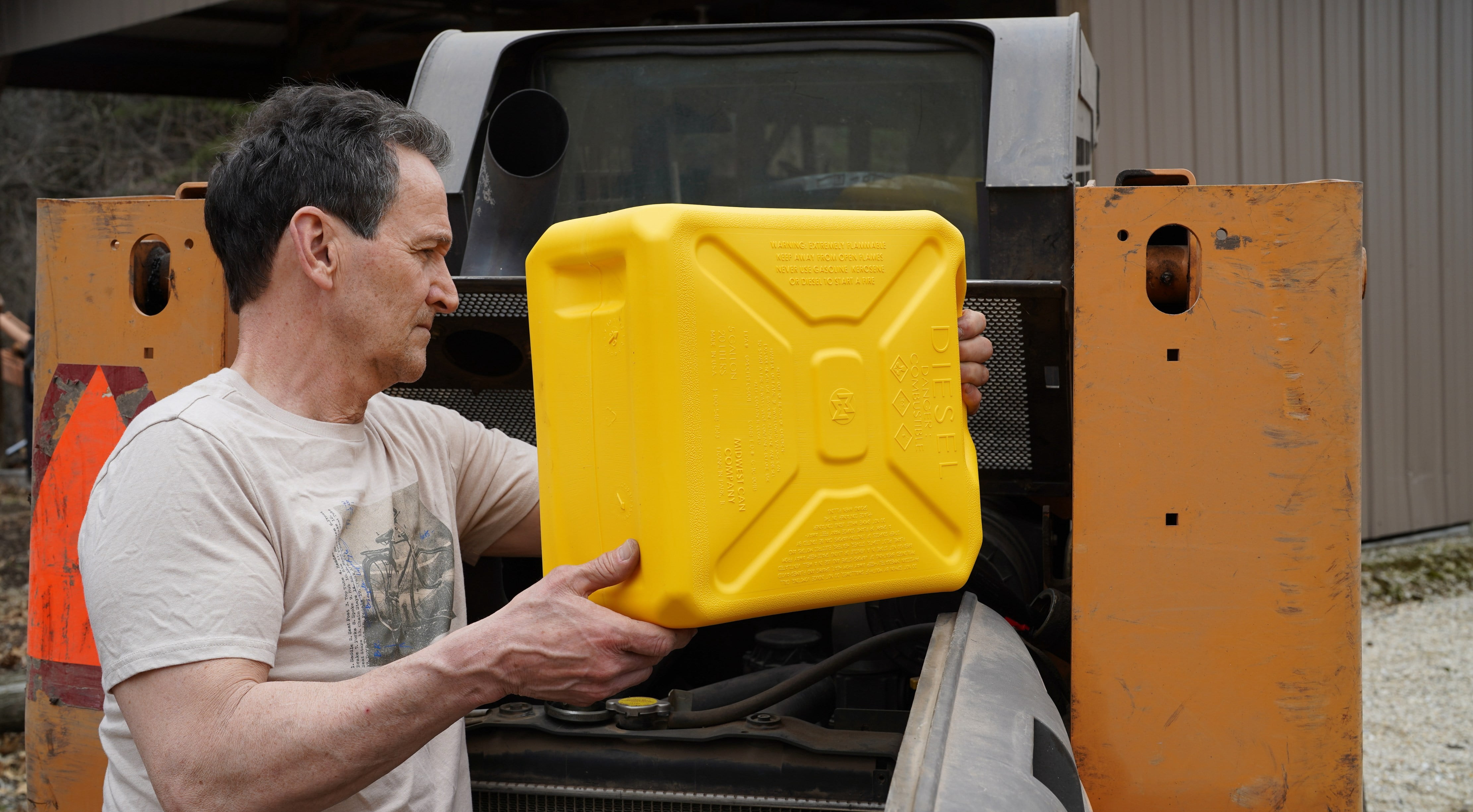 Midwest Can 8110 Plastic Jerry Can 5 Gallon Diesel Capacity, Military Style Diesel Container, Yellow