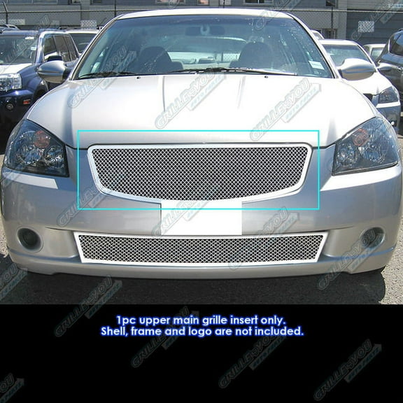 APS Compatible with Nissan Altima 2005-2006 All Models Main Upper Stainless Steel Chrome Mesh Front Grill Grille Insert N75411T