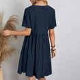 thumbnail image 6 of BXINGOHAI Womens Casual Dresses Short Sleeve V-Neck Dress Shift Dress Summer Dresses for Women 2025 Navy,L, 6 of 7