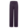 thumbnail image 6 of Womens Cargo Pants Wide Leg Straight Leg Bootcut with Pocket Sweatpants Yoga Stretch High Waisted Casual Jogger Pants Fleece Lined Lounge Drawstring Baggy Pants Dark Purple L, 6 of 6