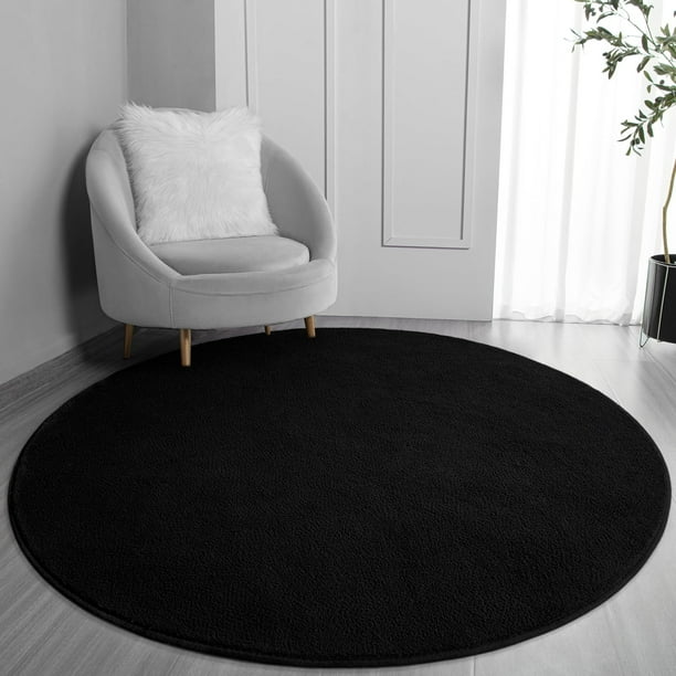 Alfombra redonda FlyDoit de 122 x 122 cm, espuma viscoelástica suave, negra