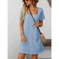 thumbnail image 4 of Yesfashion Womens Casual 2025 Summer Square Neck Short Sleeve Mini Dresses with Pockets, 4 of 8