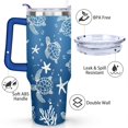 thumbnail image 3 of 40oz Cute Ocean Life Turtle Stainless Steel Flip Straw Tumbler Spill Proof Travel Cup Double Wall Vacuum Insulated Coffee Mug with Top Handle, 3 of 6