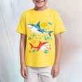 thumbnail image 2 of Gubotare Boys Short Sleeve T Shirts Toddler Baby Boys Summer T-Shirts Casual Tops Kids Short Sleeve Crewneck Letter Shark Print Loose Fit T-shirt Size 13-14 Years (Yellow,13-14 Years), 2 of 4
