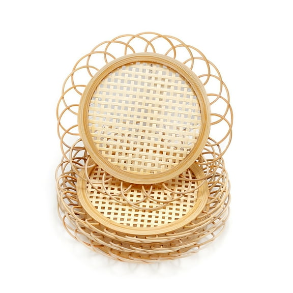 4 Pcs Natural Handmade Rattan Coasters, Stylish Minimalist Bohemian Decor, Ideal for Living Room, Kitchen, and Bedroom Accessories