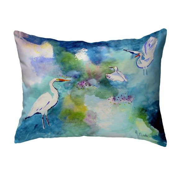 Betsy Drake KS1047 11 x 14 in. Three Egrets Non-Corded Indoor & Outdoor Pillow