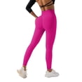 thumbnail image 5 of Leggings Seamless Knitted Breathable Solid Color Waist Peach Hip Yoga Pants For Running And Fitness Nine Cent Pants For Women Workout Leggings for Women Hot Pink M, 5 of 5