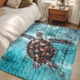 thumbnail image 4 of Coastal Sea Turtle Runner Rug 2.7x5 FT, Non Slip Entryway Carpet, Blue Nautical Summer Beach Vintage Washable Soft Floor Carpet Entrance Mat Non-Shedding Throw Rug for Hallway Laundry Room Bedside, 4 of 9