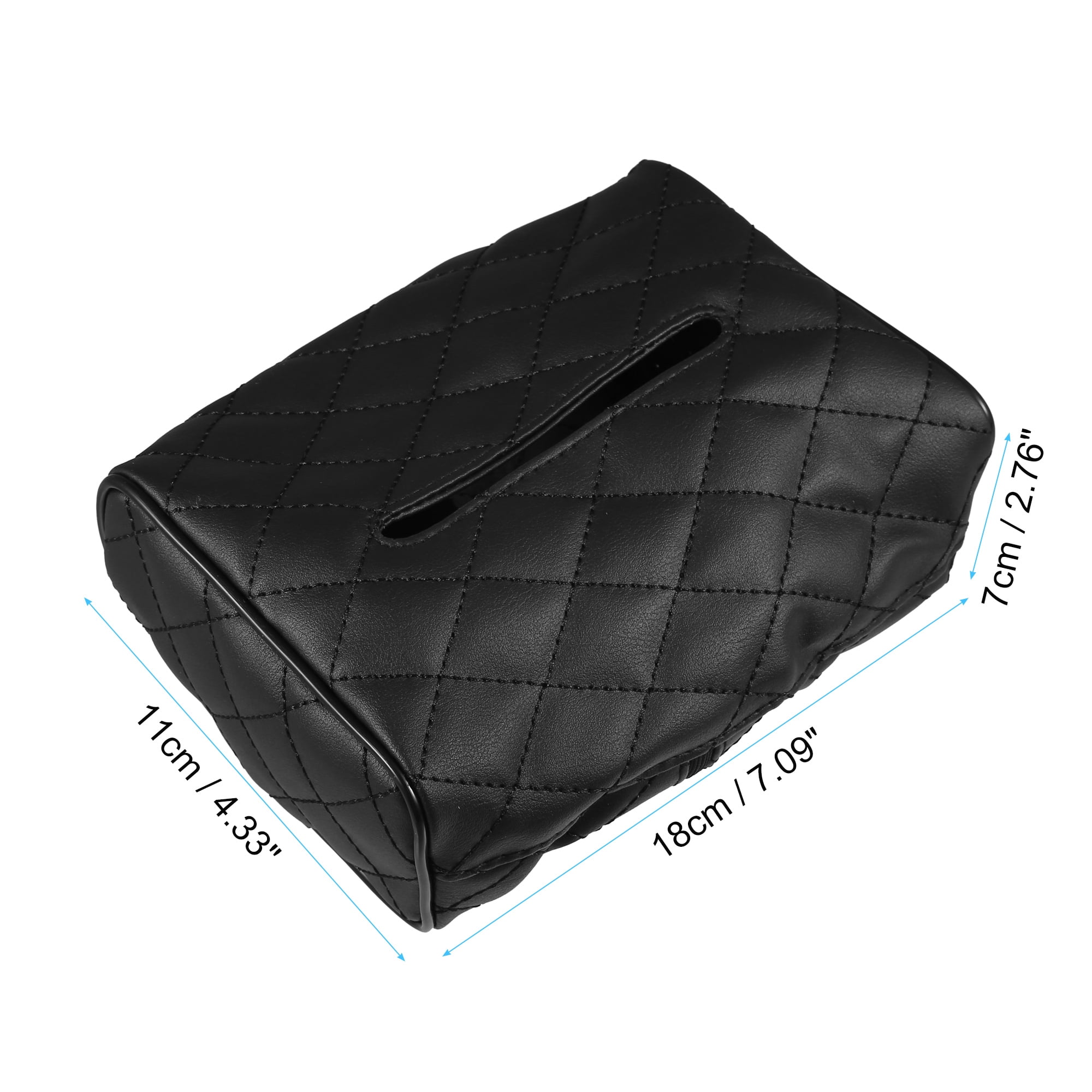 Unique Bargains Mask Visor Paper Box Holder PU Leather Organizer Black
