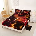 thumbnail image 2 of Erosebridal Orange Gamepad Queen Sheet Sets For Kids Gamer,Modern Geometric Hockeycomb Pattern Bed Set 4-Piece, 2 of 6