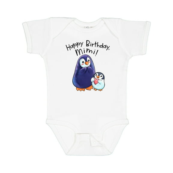 Inktastic Happy Birthday, Mimi Cute Penguins Boys or Girls Baby Bodysuit