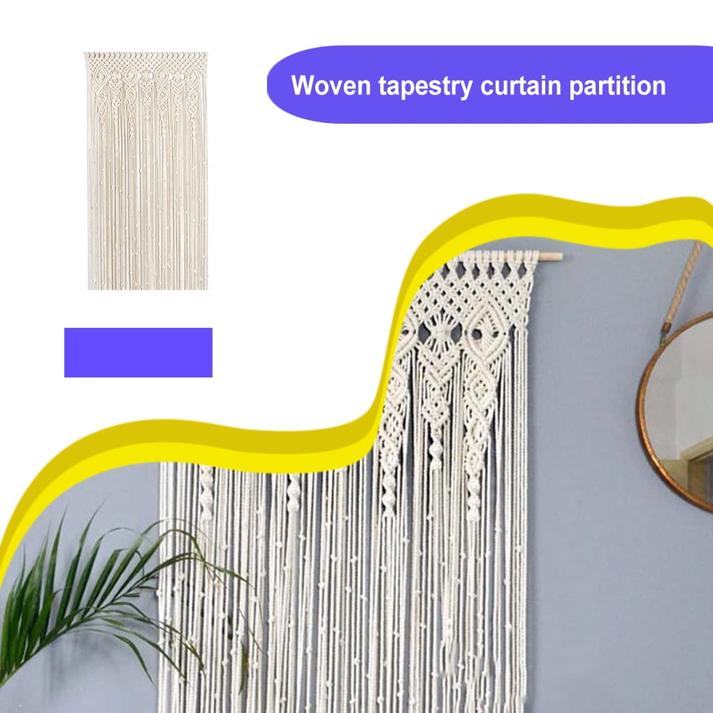 Rideau Macramé Murale Bohème - 9,5 X 15 M, Fil De Coton, Déco Chambre, Salon, Mariage (Pliable, Léger) - 5