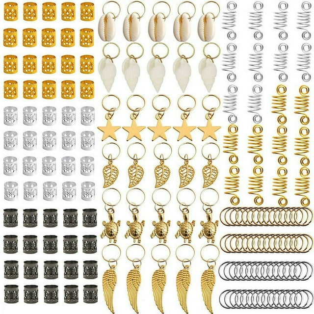 60-170 Pcs/pack Mélanger Anneaux Cheveux Tresses Dreadlocks Perles Manchettes Clips Accessoires Cheveux