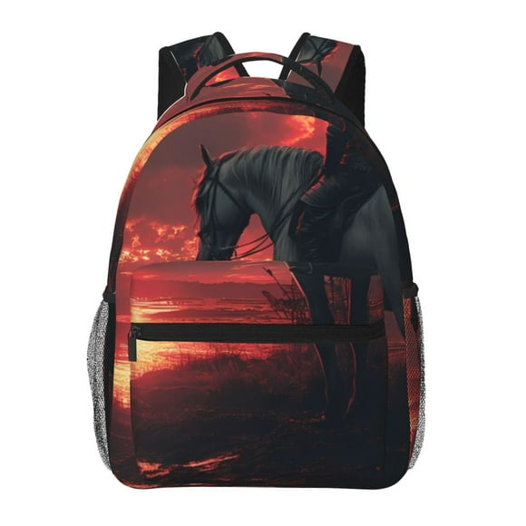 Vsdgher Lone Rider Under Red Sky for Laptop Backpack,Travel Backpack Outdoor Activities Bag Daypack for Travel Hiking Shopping & Daily-One Size