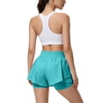 thumbnail image 4 of Dwellite Running Shorts for Women High Waisted Quick Dry Butterfly Flowy Athletic Gym Yoga with Pockets Turquoise L, 4 of 5